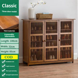 (READY STOCK)Shoes Cabinet Wooden Shoe Cabinet with Door Shoes Rack Large Capacity Household Dust-proof Rak Kasut Kayu Multi Layer Large Capacity Storage rak kasut bertutup Shoe Cabinet with Drawer