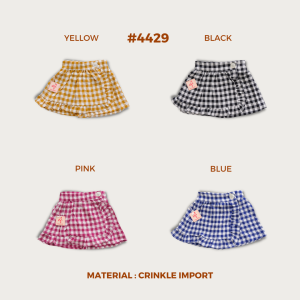Rok Celana Pendek Anak Perempuan HotPants Katun Stretch Motif Kotak Usia 2 -13 Tahun Nomenakids 4429