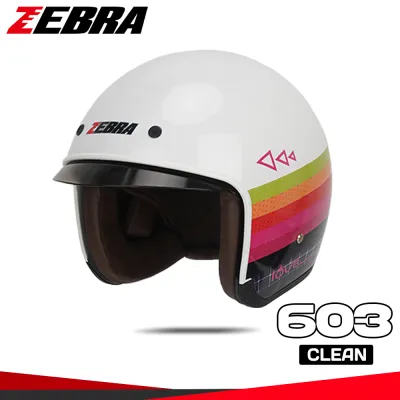 zebra 603 Retro classic Helmet Half Face Motorcycle Helmet Dual Visor Unisex Smoke visor Vintange Helmet