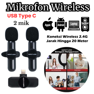 COD Kirim Cepat TaffSTUDIO Clip On Mik Konten Kreator Lavalier Microphone 2 Mic 2.4GHz USB TypeC G10
