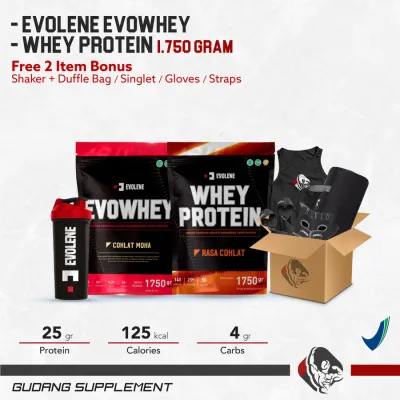 EVOLENE Whey Protein 4.2 Lbs 1900 Gram 50 Sachet Evolene Whey BPOM Gudang Supplemen
