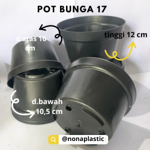 Pot bunga 17 hitam dimensi 17 cm  paket isi 1 sd/ 500 pcs