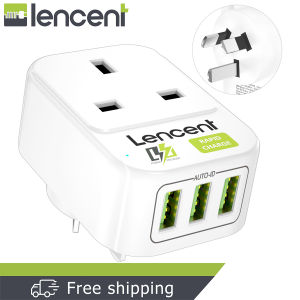 LENCENT Malaysia UK Plug to Australia China Plug Adapter with 3 USB Ports Grounded Australian Travel Adapter for Australia New Zealand China Fiji Argentina and more (Type I)