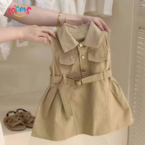 Dress for Kids Girls 2-10 Years Old Korean Style Sleeveless Collar Casual Birthday Christmas Party Outfit Polo Dress for Girls
