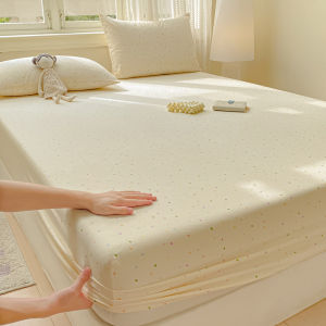 Double Yarn Pure Cotton Fitted Sheet Soft Comfy Floral Printed Mattress Protector Cover Grade A Skin Friendly Elastic Bed Sheet2026