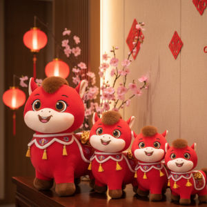 JOJO CASTLE 2026 Chinese New Year China Zodiac Horse Plush Doll Toy Kawaii Stuffed Horse Mascot Plushies Doll Home Decor Chinese Spring Festival Gift 马年公仔 吉祥物