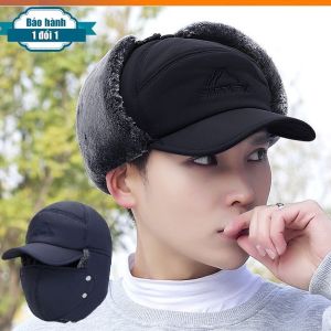 Mũ lưỡi trai lót lông kèm khẩu trang dành cho Nam Nữ-Hàng Loại Tốt -Giúp Bảo Vệ Sức Khỏe