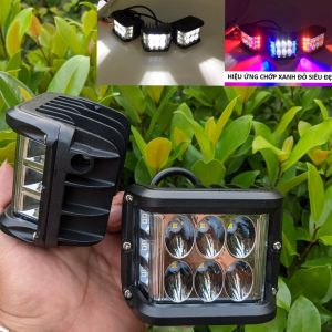 (Chính hãng) Đèn X6 Pro 6 led 45W 2in1 trợ sáng kèm chớp nháy xanh đỏ lắp các loại xe máy ô tô mẫu mới hàng vip Đèn led siêu sáng xe máy ô tô