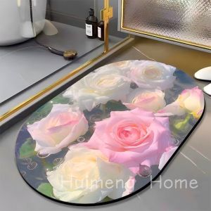 Bathroom Mat Absorb Water Floor Mat Bathroom Rug Door Fast Dry Mat for Indoor Room