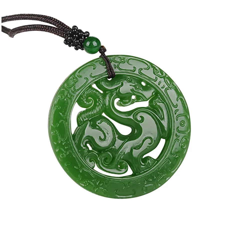 Jade Dragon Pendant Necklace Men Charms Natural Necklaces Real Color Jewelry  | eBay