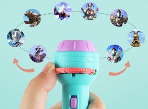 Đèn pin chiếu hình full 80 hình 10 thẻ động vật giao thông chiếu bóng nhiều chủ đề cho bé