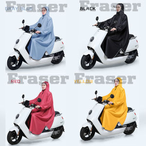 [Kendo] Hidden Handcover Motorbike Rain Poncho with Reflective Band Thicken Waterproof Lengthened Raincoat Portable Quick Drying Rain Cape Coat with Mirror Slots Single Person Rainwear Cover for Motorcycle Bicycle Scooter