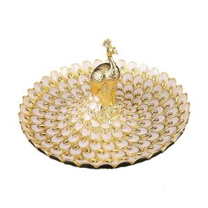 Phức tạp kim loại dập nổi đĩa phẳng để thức ăn con công Thiết kế bền 20cm món ăn cho tụ họp gia đình