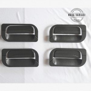 Paket Outer Cover Door Handle Pegangan Pintu Mobil Avanza Lama Tahun 2004 - 2011 Luxury Glossy Carbon