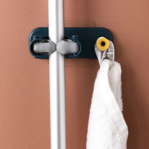1Pcs Mop Broom Holder Wall Mounted Mop Holder Rack Household SElf Adhesive Storage Broom Hanger Mop Hook Racks For Kitchen Bathroom Organizer Shelf Tools