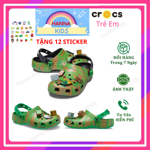 [TẶNG 12 STICKER] - Dép Cross Minecraft cho bé trai HannaKids Sục Croc cho nam người lớn trẻ em giày xục Cros Clog Kid hàng xuất khẩu cao cấp - Thế Giới Cross