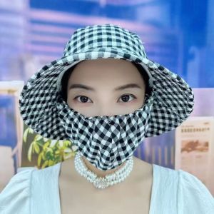 Korean version of the sun mask hat summer female sun visor cover face UV sun hat tea-picking hat