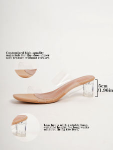 2026 Summer New WomenS Crystal High Heels With Transparent Strap Ultra-High Heel Waterproof Platform Chunky Heel Sandals