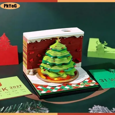 PkYeG Lịch bàn 3D xé 2027 với đèn LED cho môi trường làm việc hiện đại