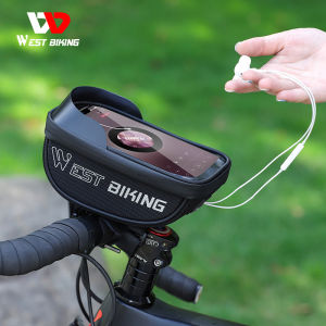 WEST BIKING Bicycle Front Frame Bag MTB Road Bike Phone Holder Bag Waterproof Touch Screen Top Tube Bike Handlebar Bag Bicycle Accessories