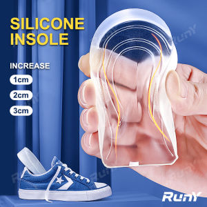 RunY 1 Pair Height Increasing Insoles Translucent Silicone Heel Pads Height Increasing 1cm/2cm/3cm