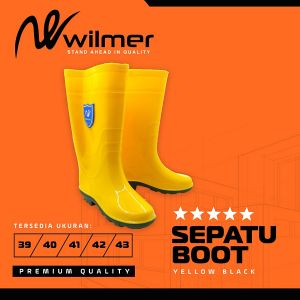 Sepatu Boot Karet Safety Bot Boots Tinggi Proyek Banjir Cor Kebun Kuning