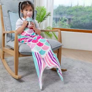 Flannel Mermaid Blanket Sleeping Blanket Adult Children Universal Mermaid Tail Blanket Children Sleeping Bag