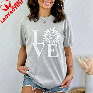 LOVE Supernatural Shirt Winchester Brother Tshirt Science Fiction TV Series Fans Tee SPN Lover Gift T-shirt Women Cotton Tops
