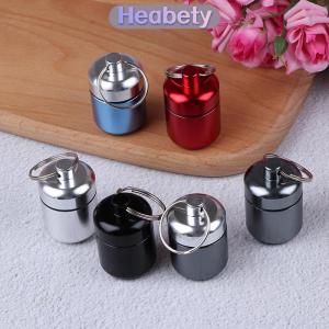 Heabety Hộp đựng thuốc mini bằng hợp kim nhôm chống nước giá đỡ chai dụng cụ chứa đồ móc khóa