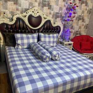 sprei seprai murah kotak kotak bantal guling set singe motif modern ukuran 120 x 200