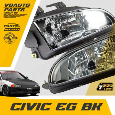 โคมไฟหน้าตาเพชร Honda Civic EG 3-4 ประตู (โคมดำ)