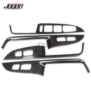 mv1 DRY Carbon Fiber Car Interior Door Window Lift Switch Button Panel Cover Sticker Trim Accessories For Genesis G70 2017 2018-2024 T1H4N