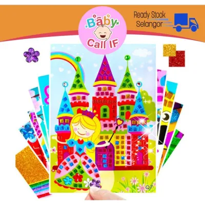 Glitter Crystal Kids Hand Craft Art Round Shape EVA Foam Mosaic Stickers 3D DIY Puzzle Crafts Door Gift