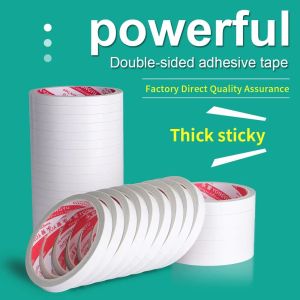 50M Double Sided Adhesive Tape High Strong Ultra Thin White Hand Tearing Tissue Tapes for Home Office Craft Mounting Fixing