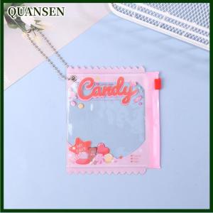 QUANSEN Cartoon Transparent PVC Dustproof Storage Bags Doll Display Bag With Keyring Mini Mystery Box Dolls Organizer Pouches