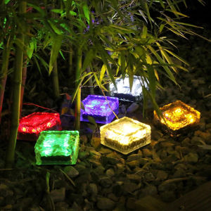 Vitime Led đèn cắm sân vườn năng mặt trời Solar Garden Light ngoài trời chống nước đèn cảm biến tự động sáng Green Ice Brick Light Fence Stair Step Lights for House Pathway Patio Christmas đèn trang trí ngoài trời