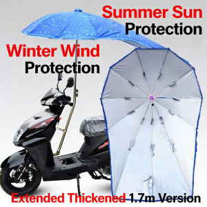 Electric Motorcycle Sunshade Umbrella Lengthen Electric Bicycle Tricycle Canopy Rain Shelter Sun Protection Umbrellas Rainproof Windproof Outdoor