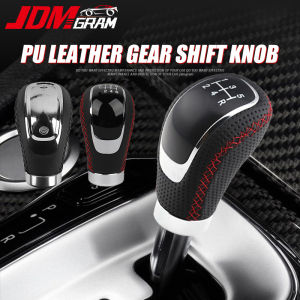 JDMGRAM 5 Speed Car Gear Shift Knob PU Leather Manual Shifter Boot Stick Shifter Lever Handle Universal Auto Accessories