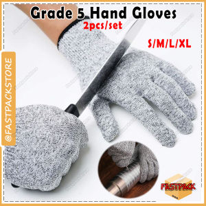 Grade 5 Gloves Cut Resistant Safety Gloves Kitchen Butcher Outdoor Hunting Fishing Cutproof HPPE Sarung Tangan Bengkel Protective Gloves Home Car Repairing Cooking Waterproof Hand Gloves Cur Resistance 2pcs/set DIY 防刮手套