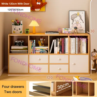 Wooden Bookshelf With Door Bookshelf Divided Storage Cabinet Display Shelf Organizer Multifunctional bookcase Modern