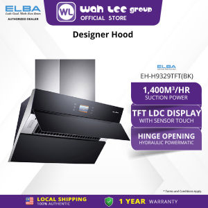 ELBA 1400m³/hr Designer Hood EH-H9329TFT(BK) - 5-Speed Sensor Touch Control with TFT LCD Display (Suction Power : 1400m³/hr) WAH LEE STORE