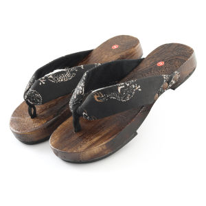 Fashionable MenS Japanese-Style Wooden Clogs Cosplay Slippers Non-Slip Height-Increasing Home Flip-Flops