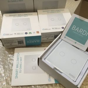 Saklar Wireles 2 Tombol Bardi Saklar Smart Home Switch On Off Wifi /Bardi Smart Wall Switch Saklar Pintar Touch WiFi Smart Home EU 2-PUTIH