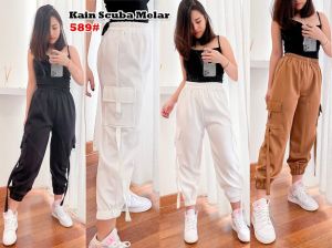 (VM) - Celana Jogger Wanita Terbaru / Celana Cargo Polos Panjang Kantong 589 Jessie Collection
