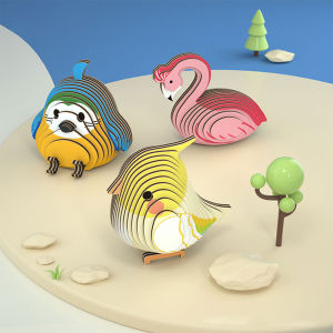 Animal 3D Paper Puzzle Kids Educational Toys Parrot Swan Theme Funny DIY Manual Assembly 3D Model Toy Christmas Gift UG375