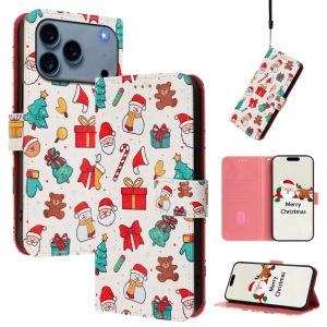 Christmas Pattern Flip Wallet Phone Case For iPhone 18 Pro Max 17 air 16 plus 15 14 Cute Santa Snowman Xmas PU Leather Card Holder Kickstand Cover Shockproof Protective Casing For Women Girls