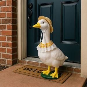 OUTOPEN Funny Porch Goose Costume Handcrafted Creative Poultry Costume Pastoral Style Doll Hat Pet Lace Collar Duck Grooming Accessories