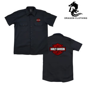 Dragon cloth Kemeja Work Shirt I HARLEY DAVIDSON  I ( COD ) Lengan Pendek HITAM