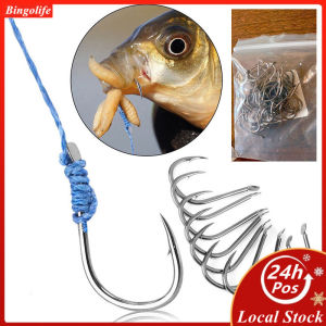 Bingolife 50PCS Kait Pancing Carbon Jepang Dengan Kail Fishing Hook Kepala Tajam Tahan Lama Pengait Berduri