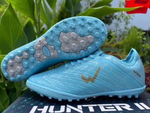 Giày bóng đá wika hunter giày đá bóng sân cỏ nhân tạo lưỡi gà liền đã khâu full đế xanh